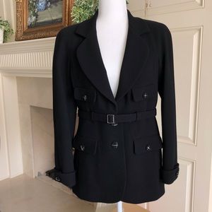 Chanel Classic Black 4 Pocket Boucle Belted Jacket Size 40